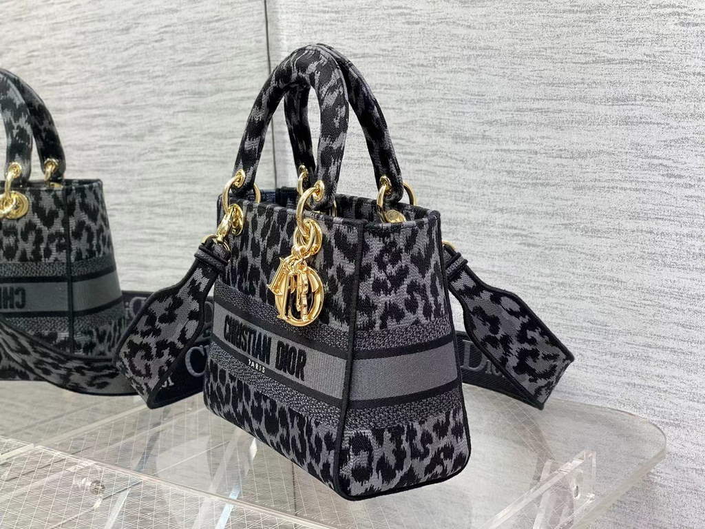 Dior M0565 Medium Lady D-Lite Bag Gray Multicolor Mizza - Default Title - View 4