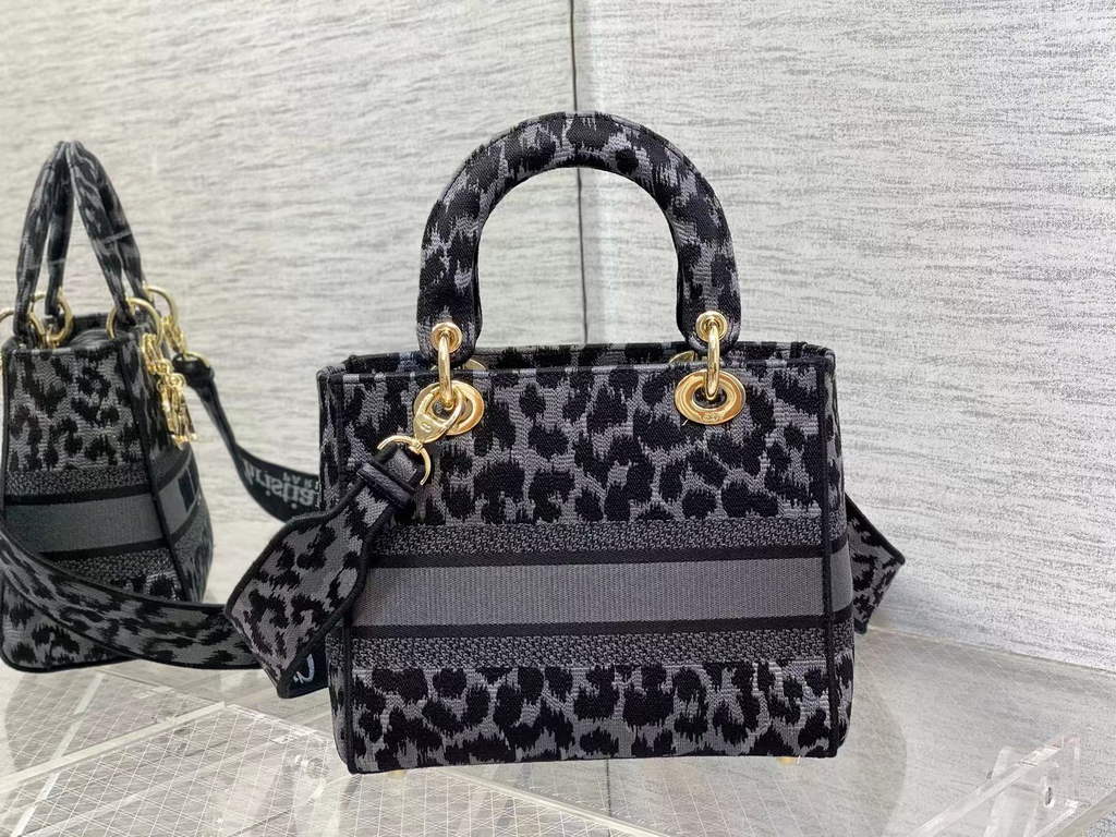 Dior M0565 Medium Lady D-Lite Bag Gray Multicolor Mizza - Default Title - View 5