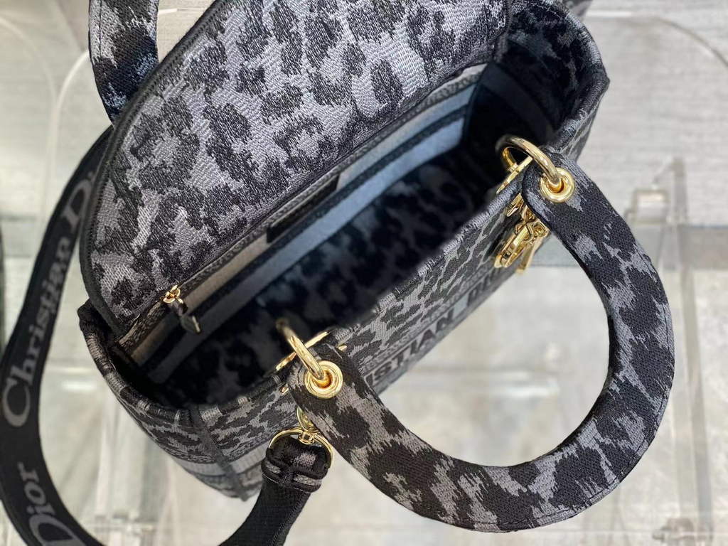 Dior M0565 Medium Lady D-Lite Bag Gray Multicolor Mizza - Default Title - View 7