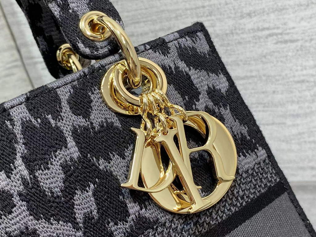 Dior M0565 Medium Lady D-Lite Bag Gray Multicolor Mizza - Default Title - View 9