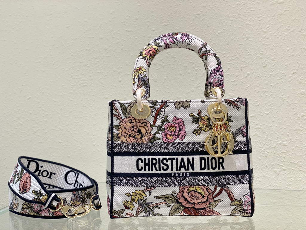 Dior M0565 Medium Lady D-Lite Bag Powder Beige - Default Title - View 1
