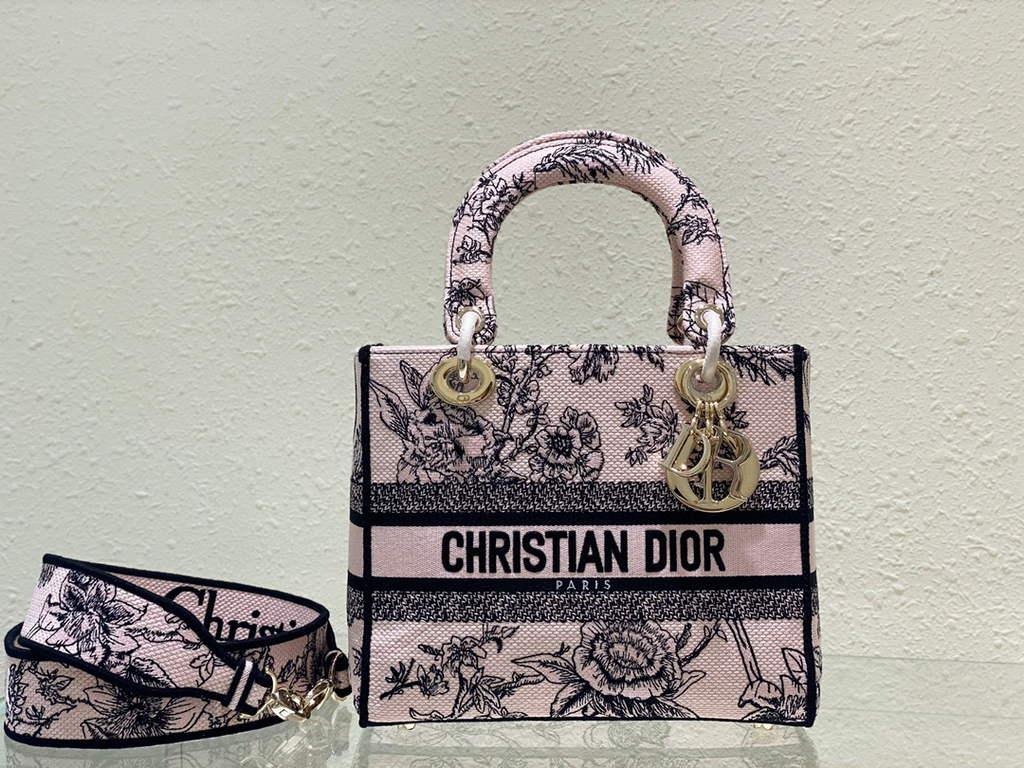 Dior M0565 Medium Lady D-Lite Bag Powder Pink - Default Title - View 3