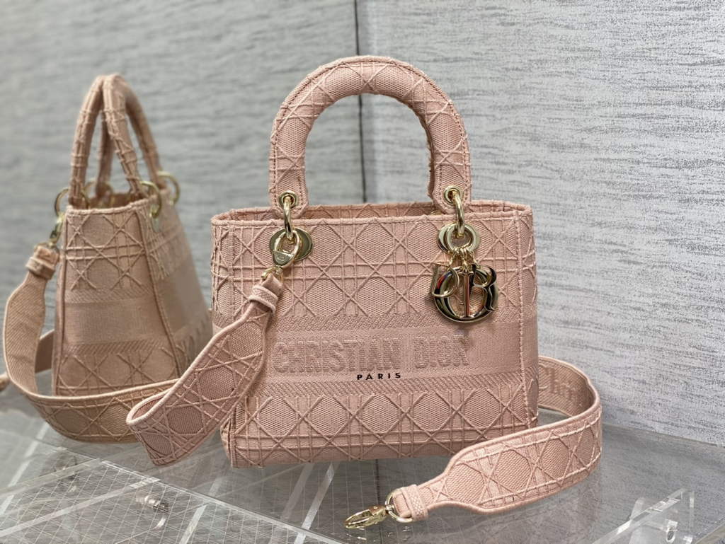 Dior M0565 Medium Lady D-Lite Bag Rosewood Cannage - Default Title - View 1
