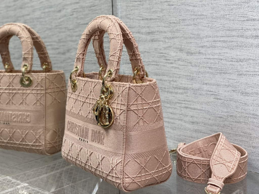 Dior M0565 Medium Lady D-Lite Bag Rosewood Cannage - Default Title - View 6