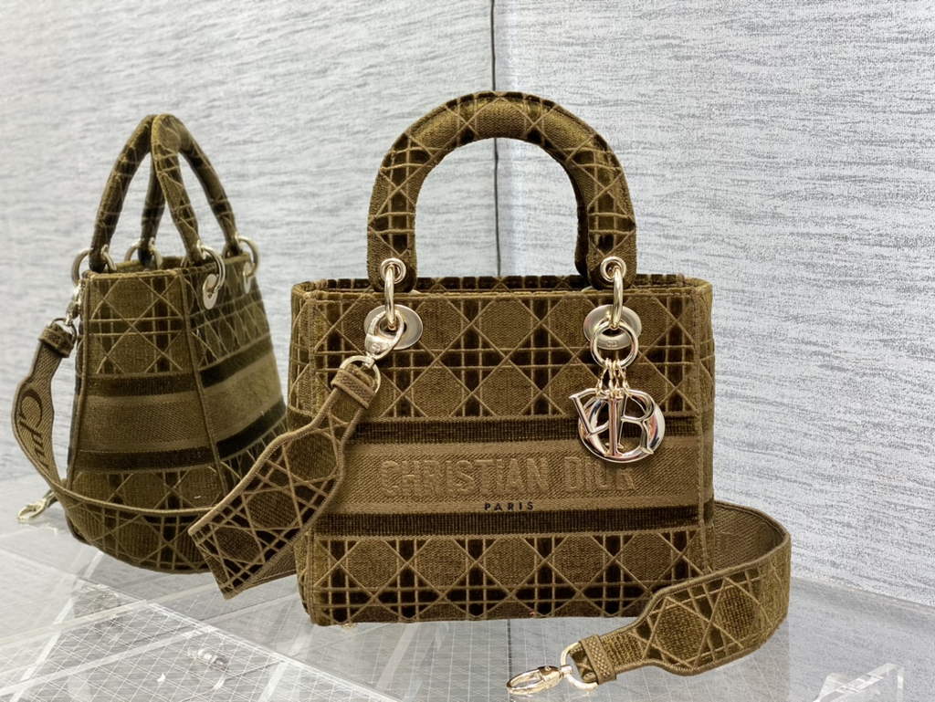 Dior M0565 Medium Lady D-Lite Bag Brown wood Cannage - Default Title - View 1