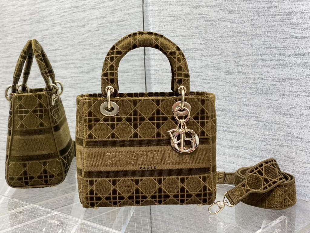 Dior M0565 Medium Lady D-Lite Bag Brown wood Cannage - Default Title - View 2