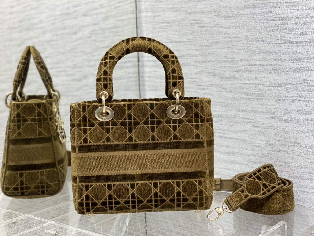 Dior M0565 Medium Lady D-Lite Bag Brown wood Cannage - Default Title - View 5