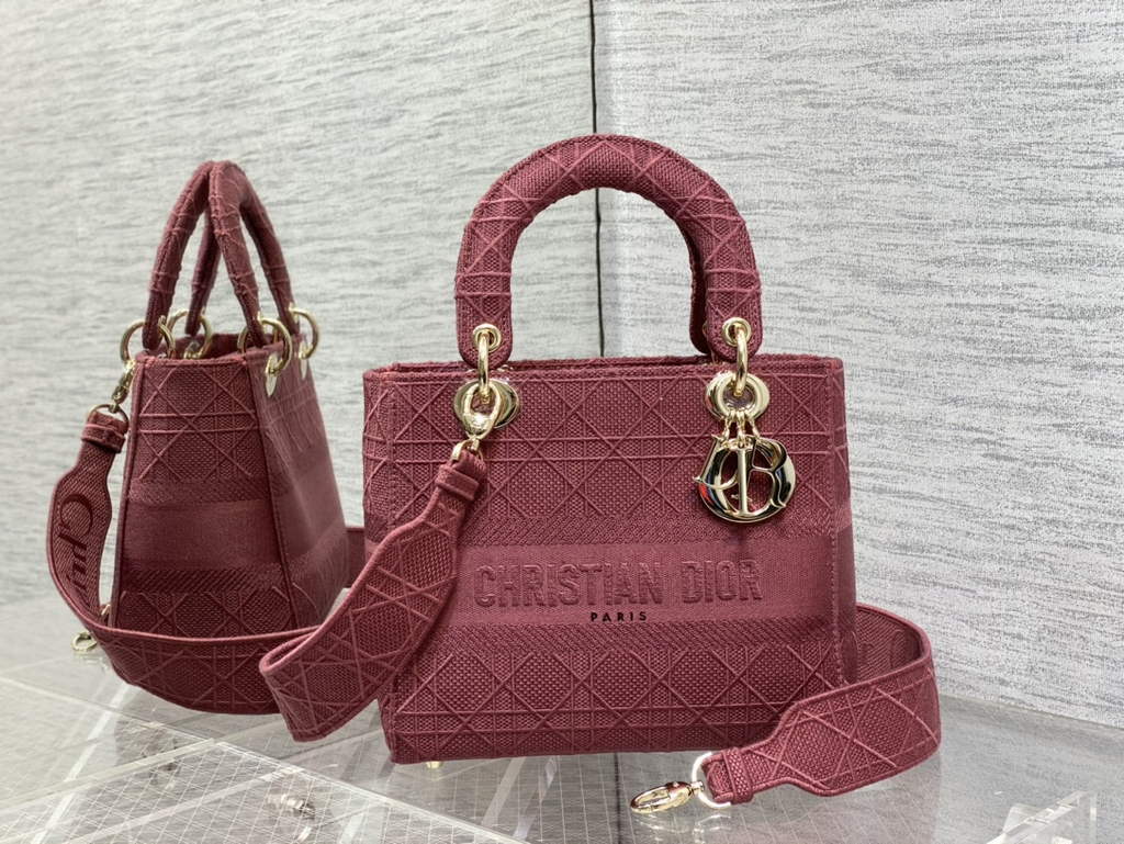 Dior M0565 Medium Lady D-Lite Bag Red wood Cannage - Default Title - View 1