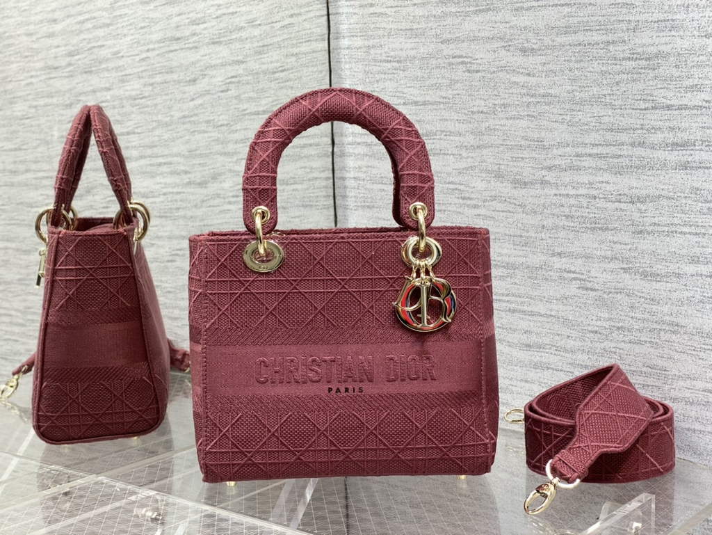 Dior M0565 Medium Lady D-Lite Bag Red wood Cannage - Default Title - View 2