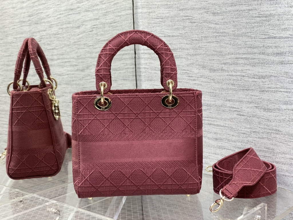 Dior M0565 Medium Lady D-Lite Bag Red wood Cannage - Default Title - View 5