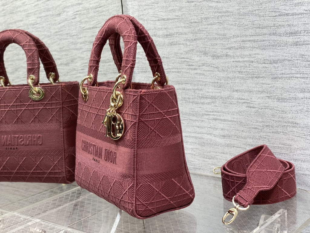 Dior M0565 Medium Lady D-Lite Bag Red wood Cannage - Default Title - View 6