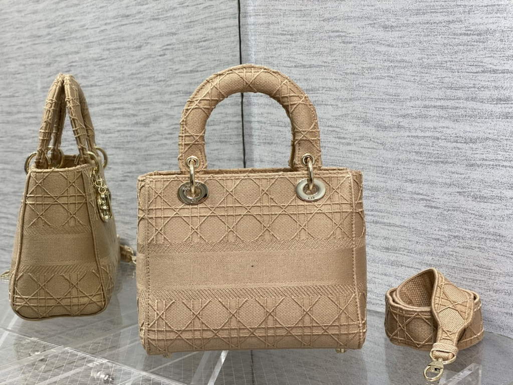 Dior M0565 Medium Lady D-Lite Bag Beige wood Cannage - Default Title - View 5