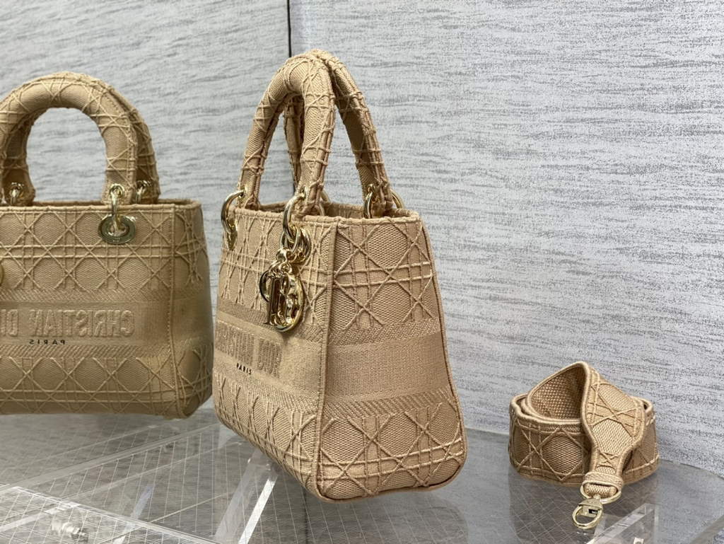 Dior M0565 Medium Lady D-Lite Bag Beige wood Cannage - Default Title - View 6
