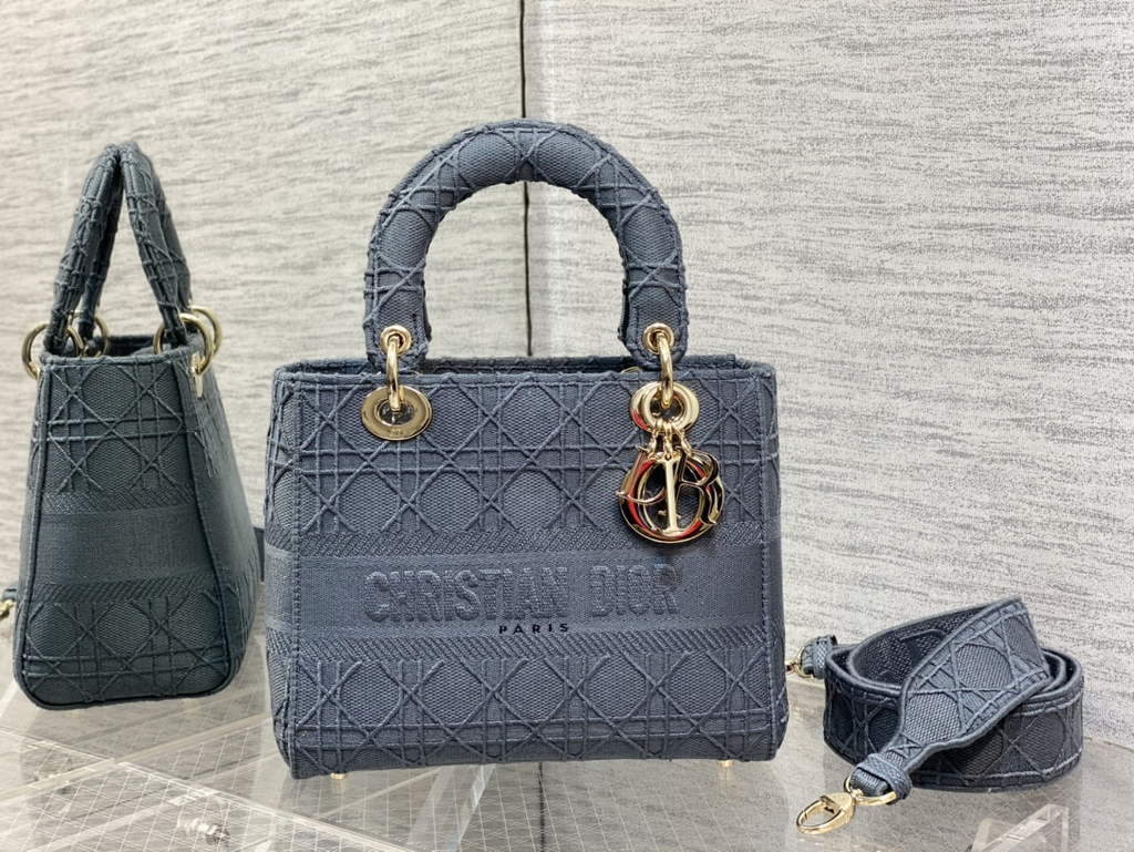 Dior M0565 Medium Lady D-Lite Bag Gray wood Cannage - Default Title - View 2