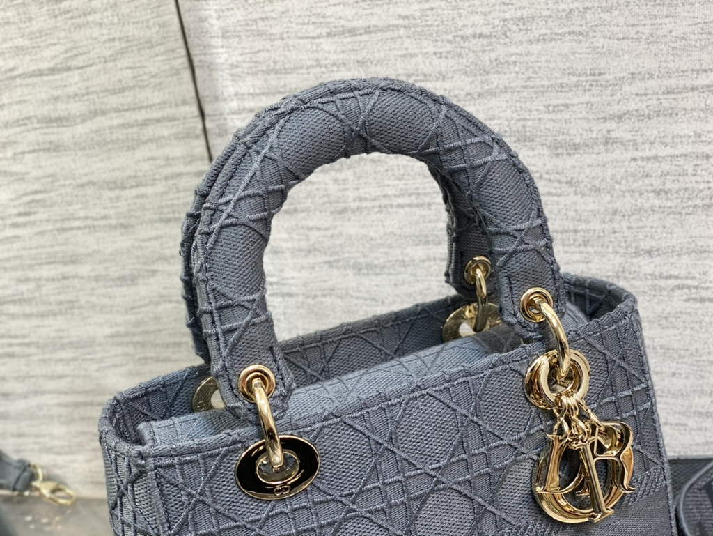 Dior M0565 Medium Lady D-Lite Bag Gray wood Cannage - Default Title - View 3