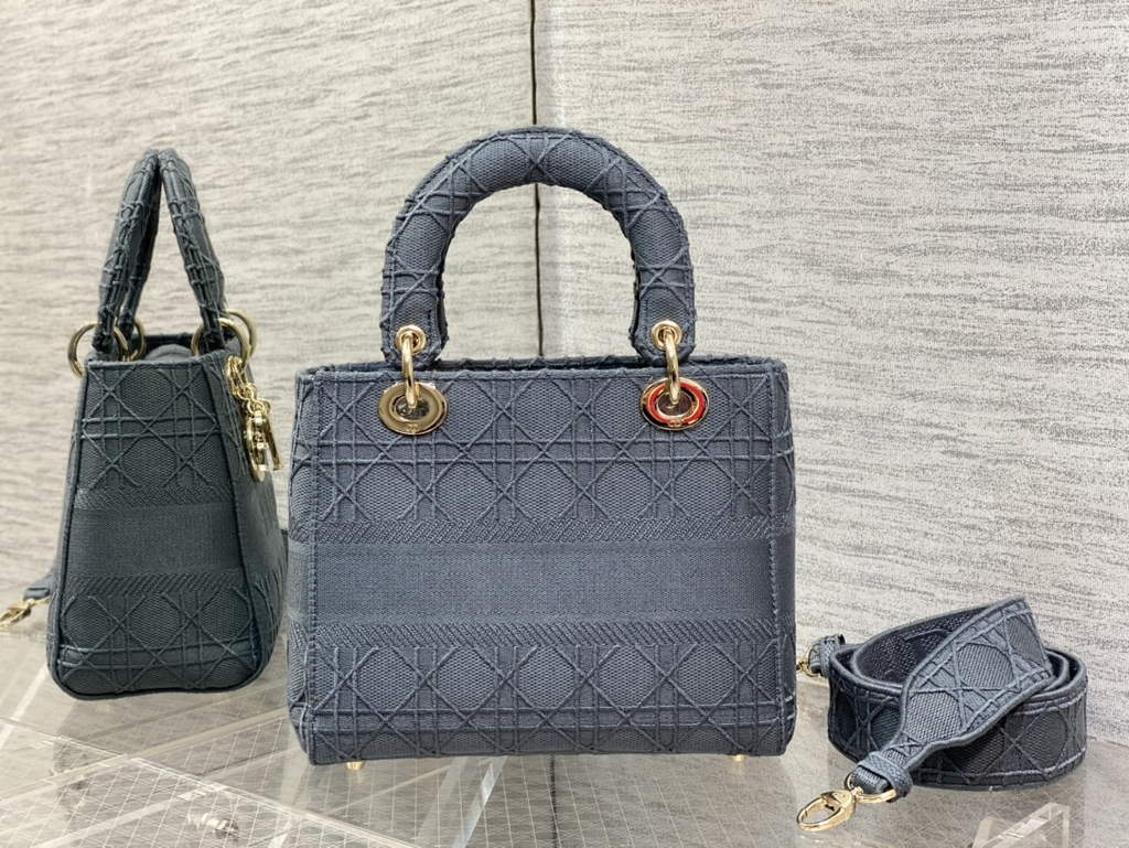 Dior M0565 Medium Lady D-Lite Bag Gray wood Cannage - Default Title - View 5