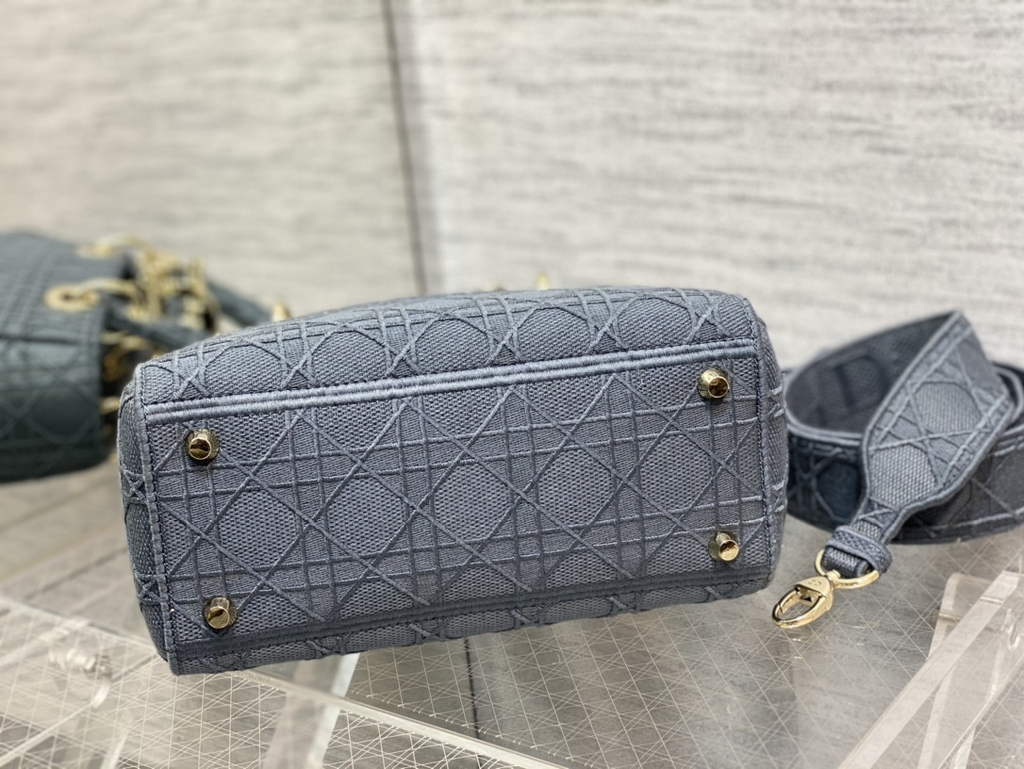 Dior M0565 Medium Lady D-Lite Bag Gray wood Cannage - Default Title - View 7