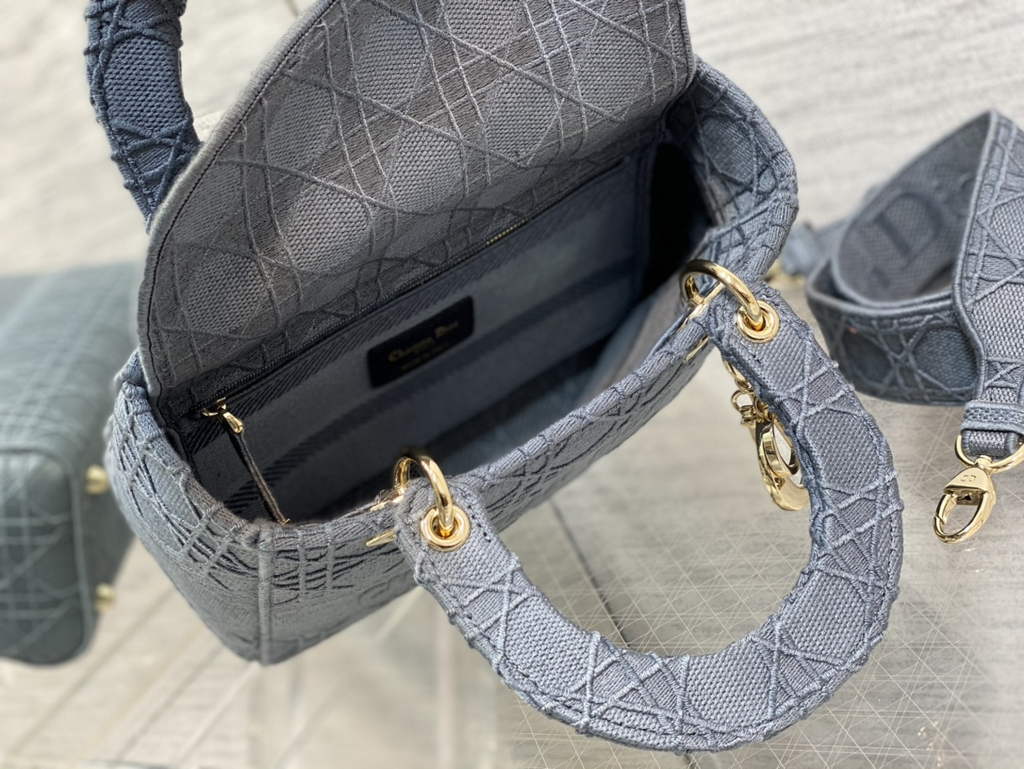 Dior M0565 Medium Lady D-Lite Bag Gray wood Cannage - Default Title - View 8