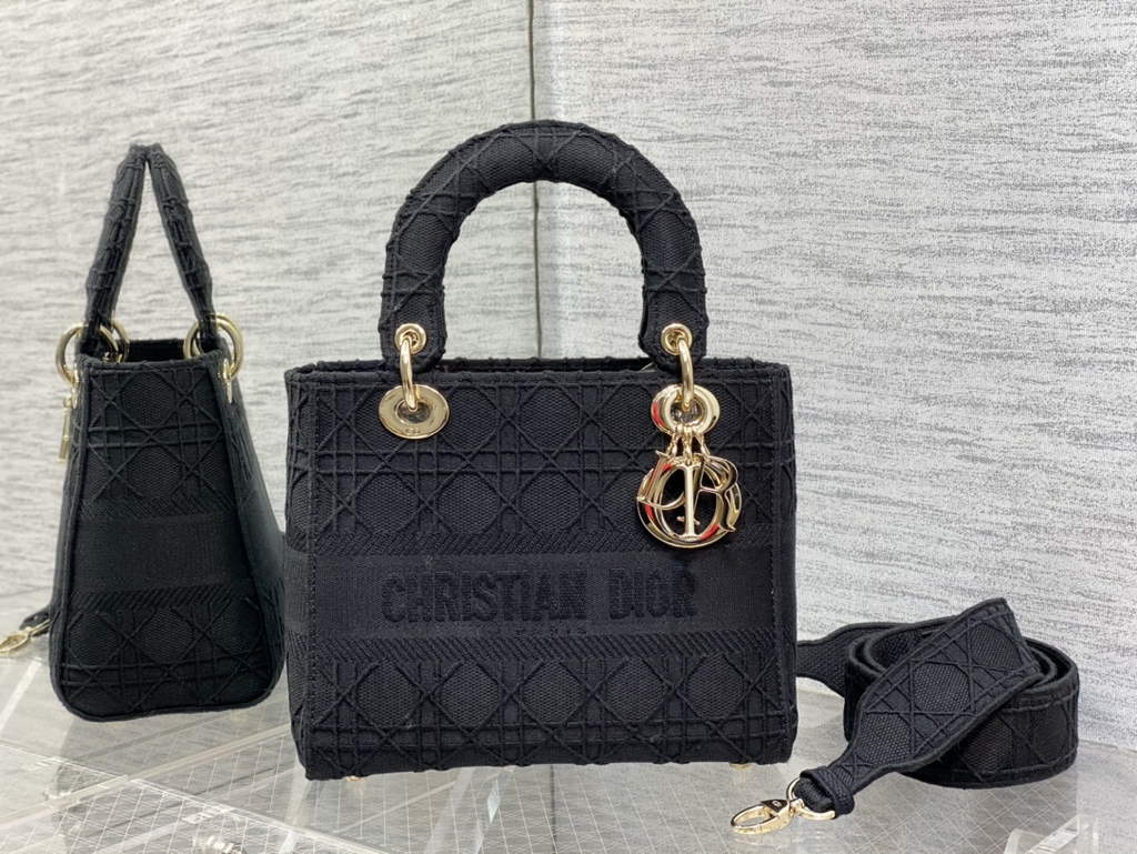 Dior M0565 Medium Lady D-Lite Bag Black wood Cannage - Default Title - View 2
