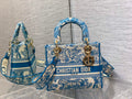 Dior M0565 Medium Lady D-Lite Bag light blue Toile de Jouy - Default Title - View 1