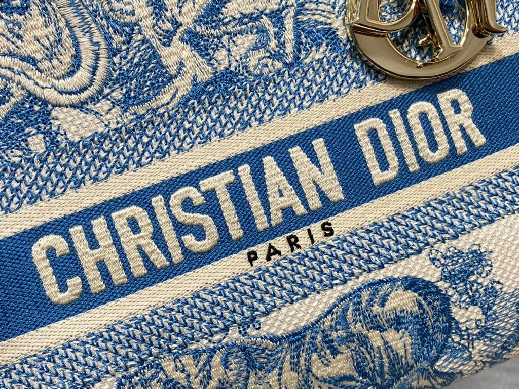 Dior M0565 Medium Lady D-Lite Bag light blue Toile de Jouy - Default Title - View 4