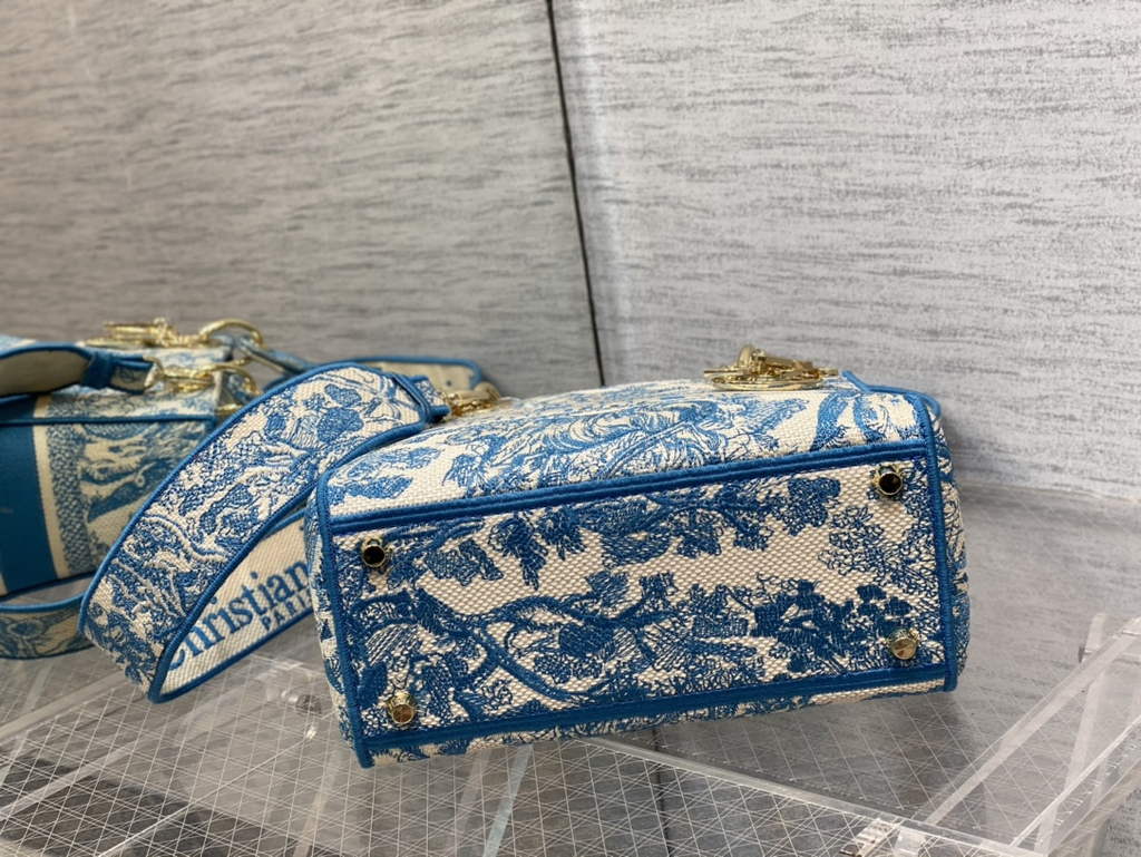 Dior M0565 Medium Lady D-Lite Bag light blue Toile de Jouy - Default Title - View 7