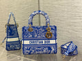 Dior M0565 Medium Lady D-Lite Bag sky blue Toile de Jouy - Default Title - View 1