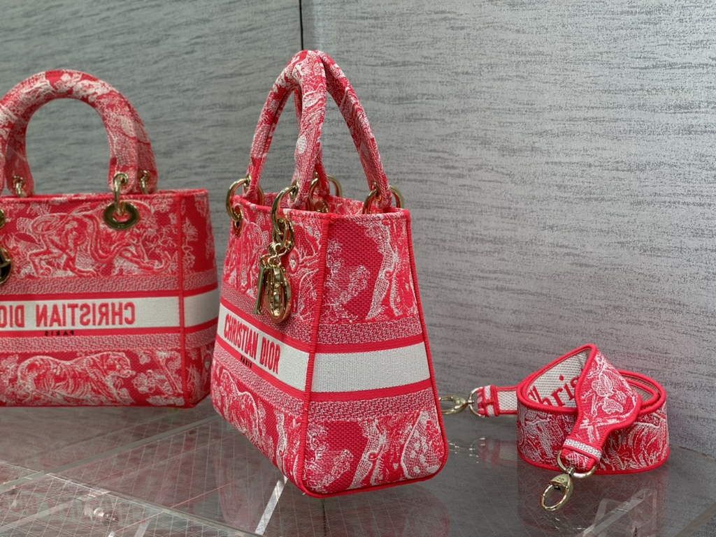 Dior M0565 Medium Lady D-Lite Bag Pink Toile de Jouy - Default Title - View 5