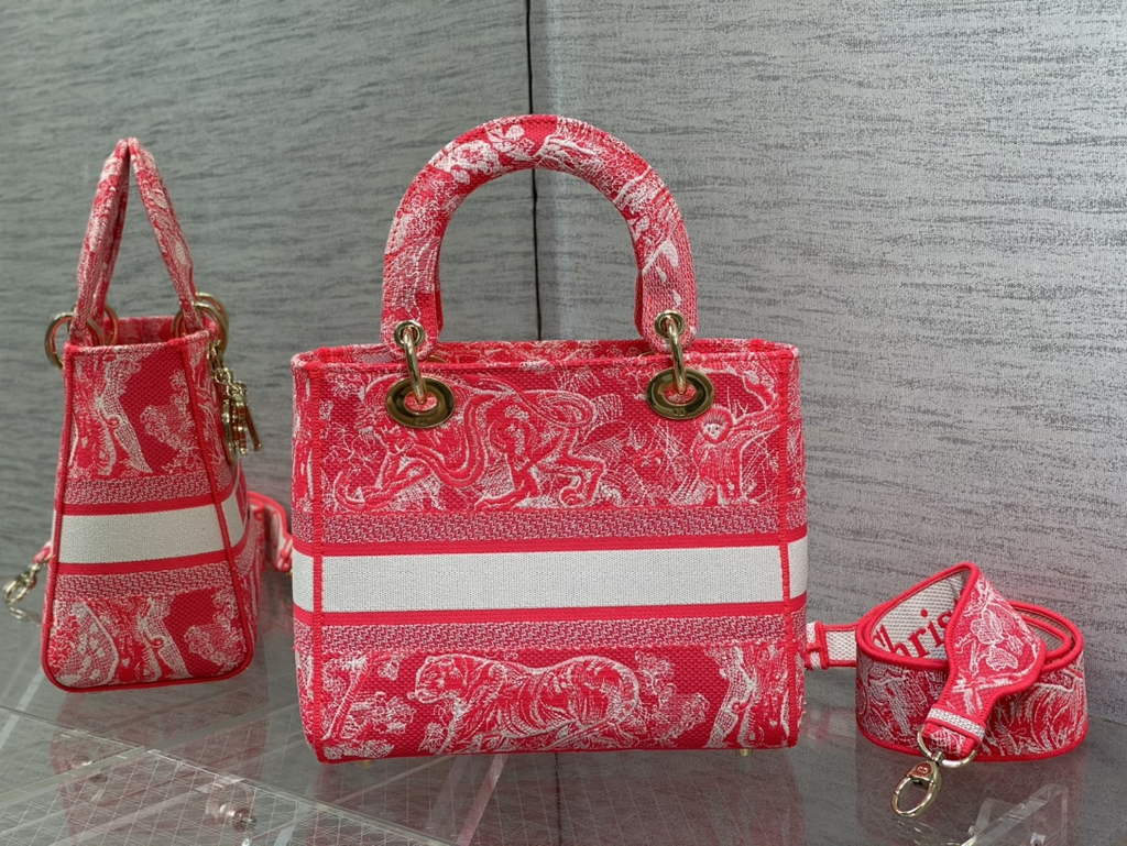 Dior M0565 Medium Lady D-Lite Bag Pink Toile de Jouy - Default Title - View 6