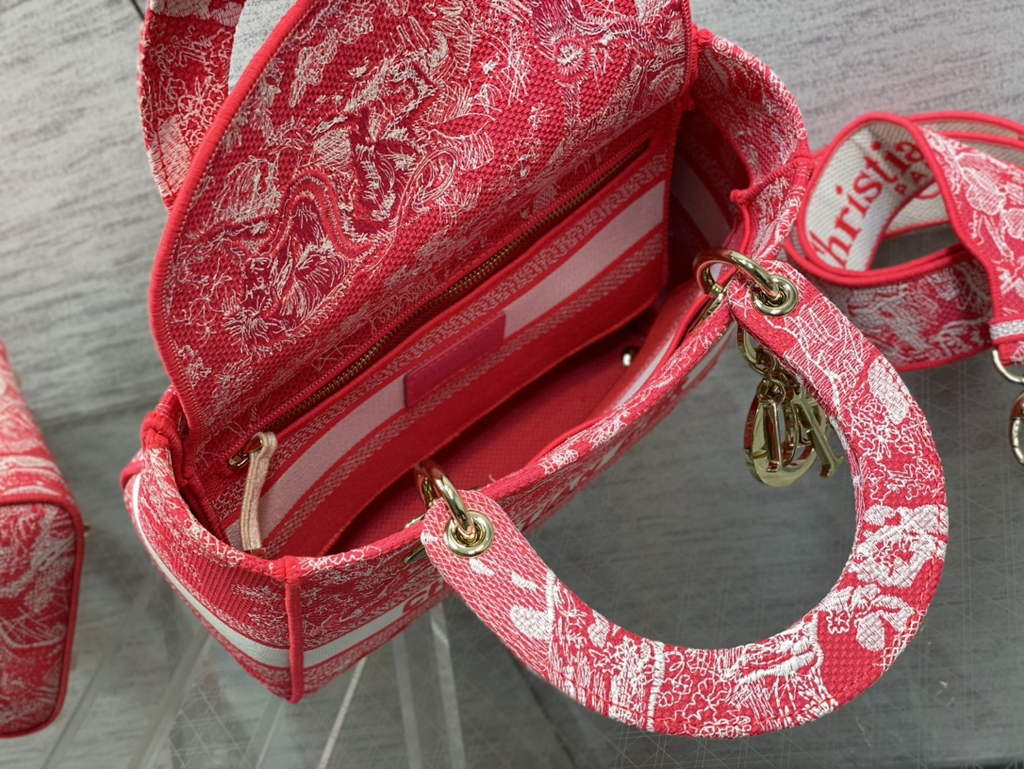 Dior M0565 Medium Lady D-Lite Bag Pink Toile de Jouy - Default Title - View 8