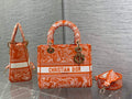 Dior M0565 Medium Lady D-Lite Bag orange Toile de Jouy - Default Title - View 1