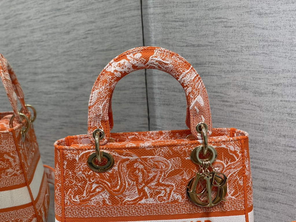 Dior M0565 Medium Lady D-Lite Bag orange Toile de Jouy - Default Title - View 2