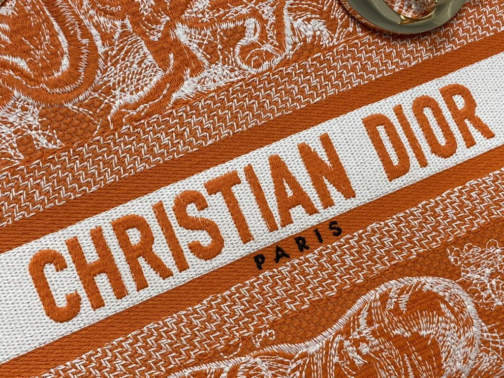 Dior M0565 Medium Lady D-Lite Bag orange Toile de Jouy - Default Title - View 3