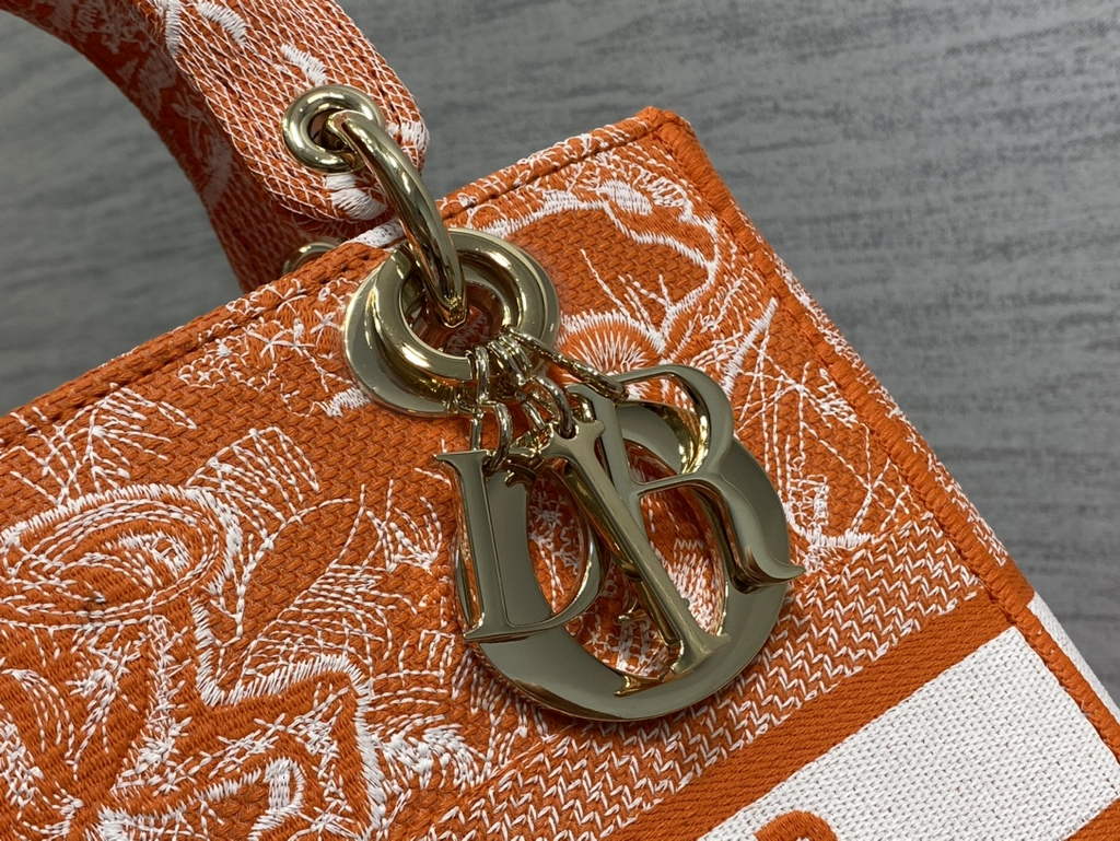 Dior M0565 Medium Lady D-Lite Bag orange Toile de Jouy - Default Title - View 4