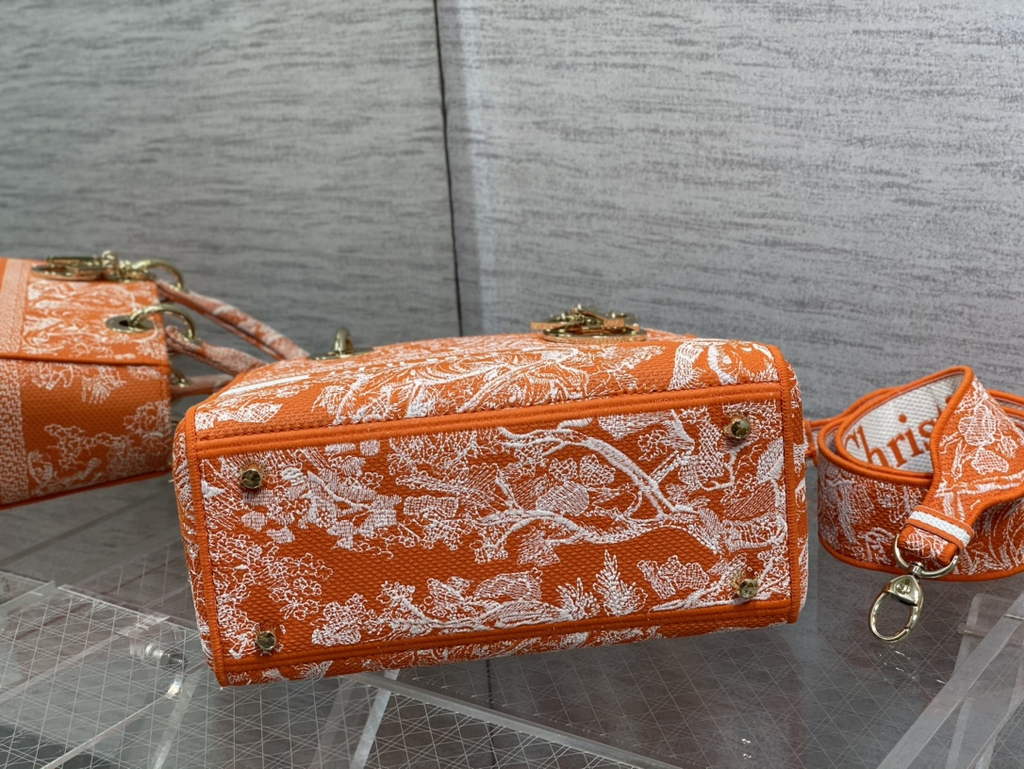 Dior M0565 Medium Lady D-Lite Bag orange Toile de Jouy - Default Title - View 7