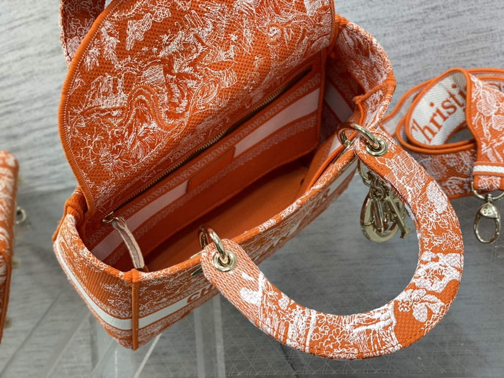 Dior M0565 Medium Lady D-Lite Bag orange Toile de Jouy - Default Title - View 8