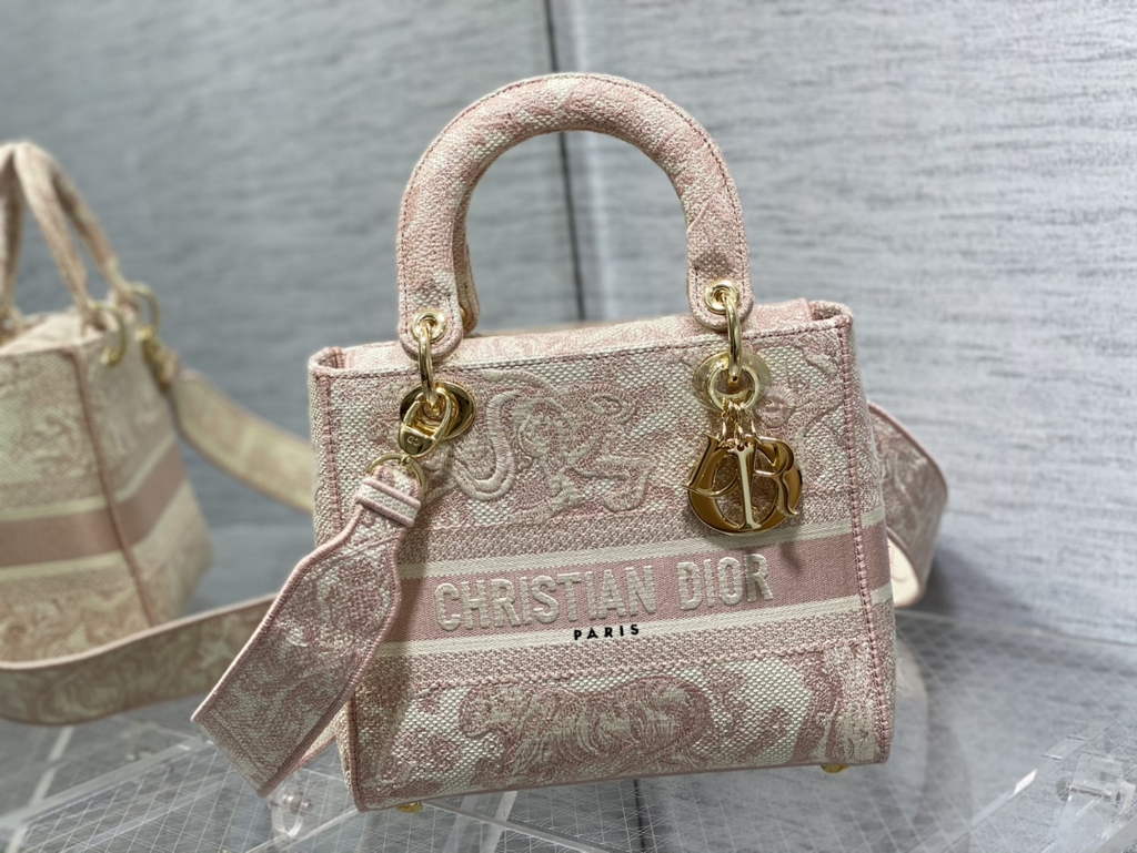 Dior M0565 Medium Lady D-Lite Bag Rose Des Vents Toile de Jouy - Default Title - View 2