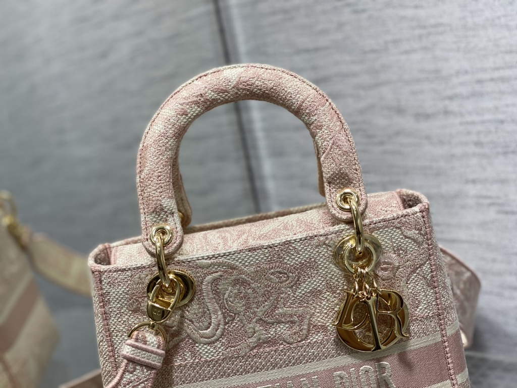 Dior M0565 Medium Lady D-Lite Bag Rose Des Vents Toile de Jouy - Default Title - View 3