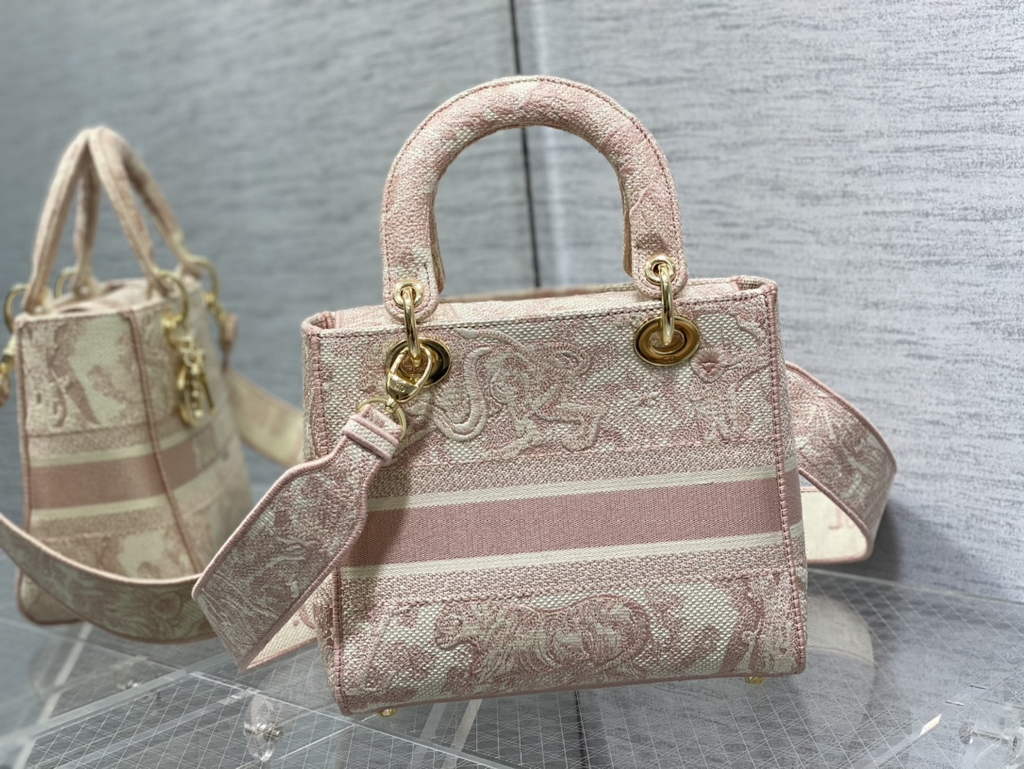 Dior M0565 Medium Lady D-Lite Bag Rose Des Vents Toile de Jouy - Default Title - View 4