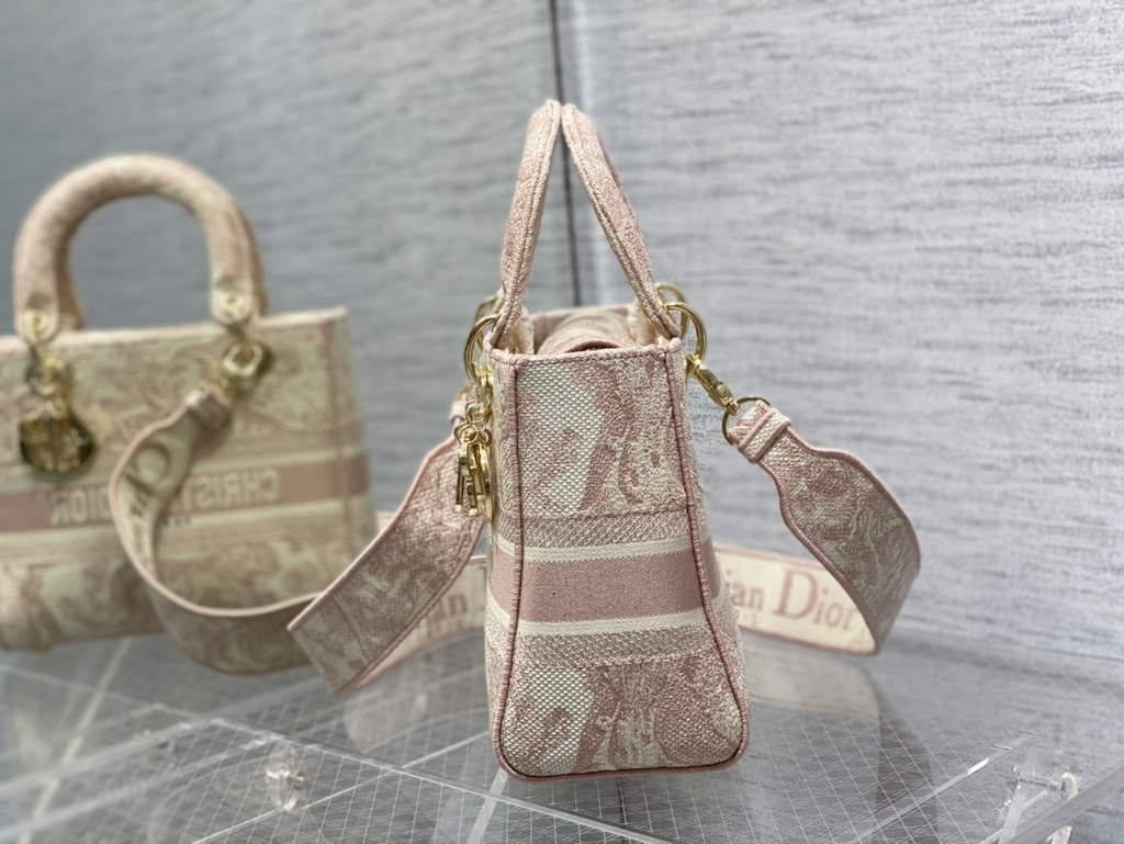 Dior M0565 Medium Lady D-Lite Bag Rose Des Vents Toile de Jouy - Default Title - View 5