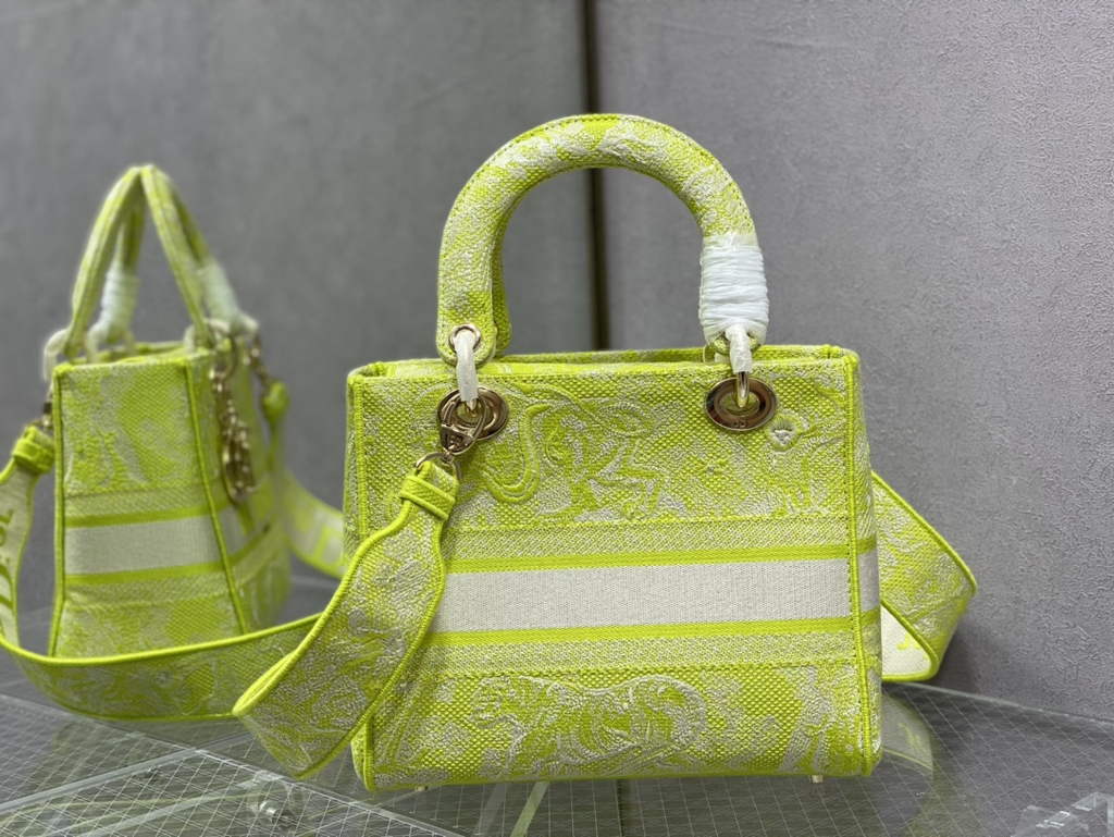 Dior M0565 Medium Lady D-Lite Bag Yellow Toile de Jouy - Default Title - View 4