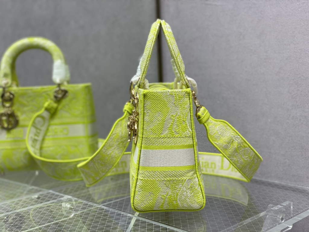Dior M0565 Medium Lady D-Lite Bag Yellow Toile de Jouy - Default Title - View 5