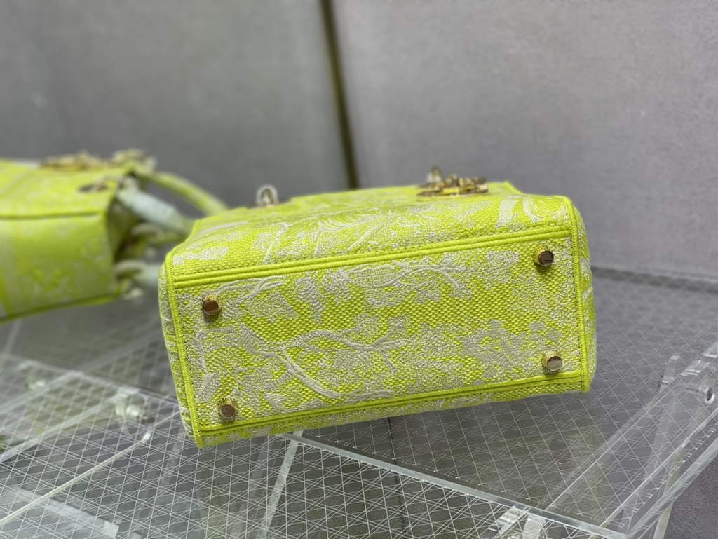 Dior M0565 Medium Lady D-Lite Bag Yellow Toile de Jouy - Default Title - View 7