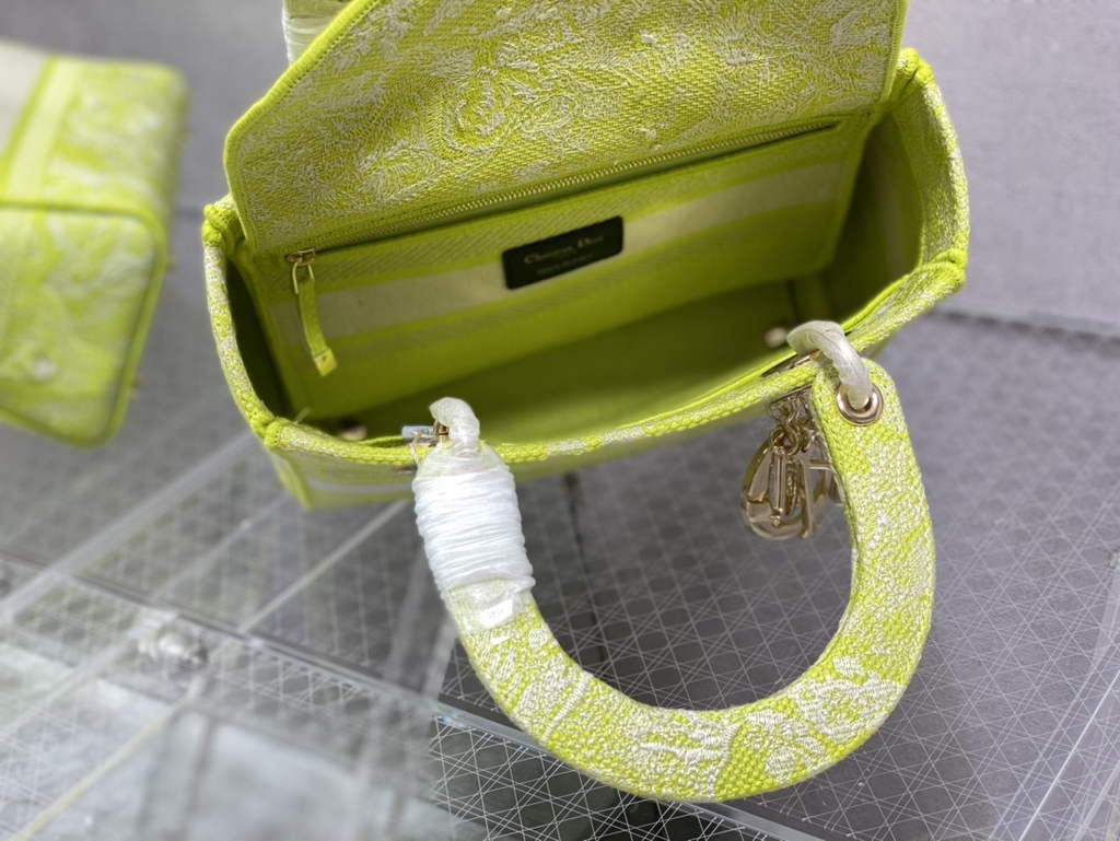 Dior M0565 Medium Lady D-Lite Bag Yellow Toile de Jouy - Default Title - View 8