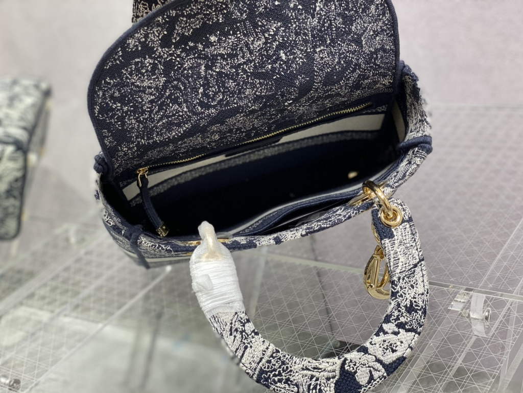 Dior M0565 Medium Lady D-Lite Bag Dark Blue Toile de Jouy - Default Title - View 8