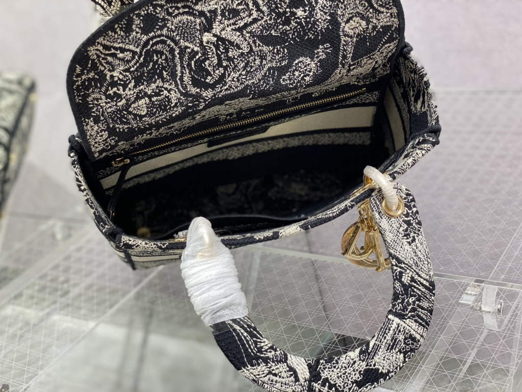 Dior M0565 Medium Lady D-Lite Bag Toile de Jouy Black - Default Title - View 8