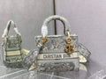 Dior M0565 Medium Lady D-Lite Bag Gray Toile de Jouy - Default Title - View 1