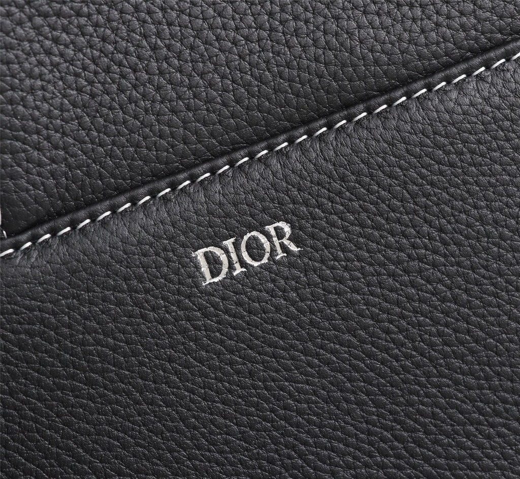 Dior 1ADPO093 Saddle Bag Black Canvas and Smooth Calfskin