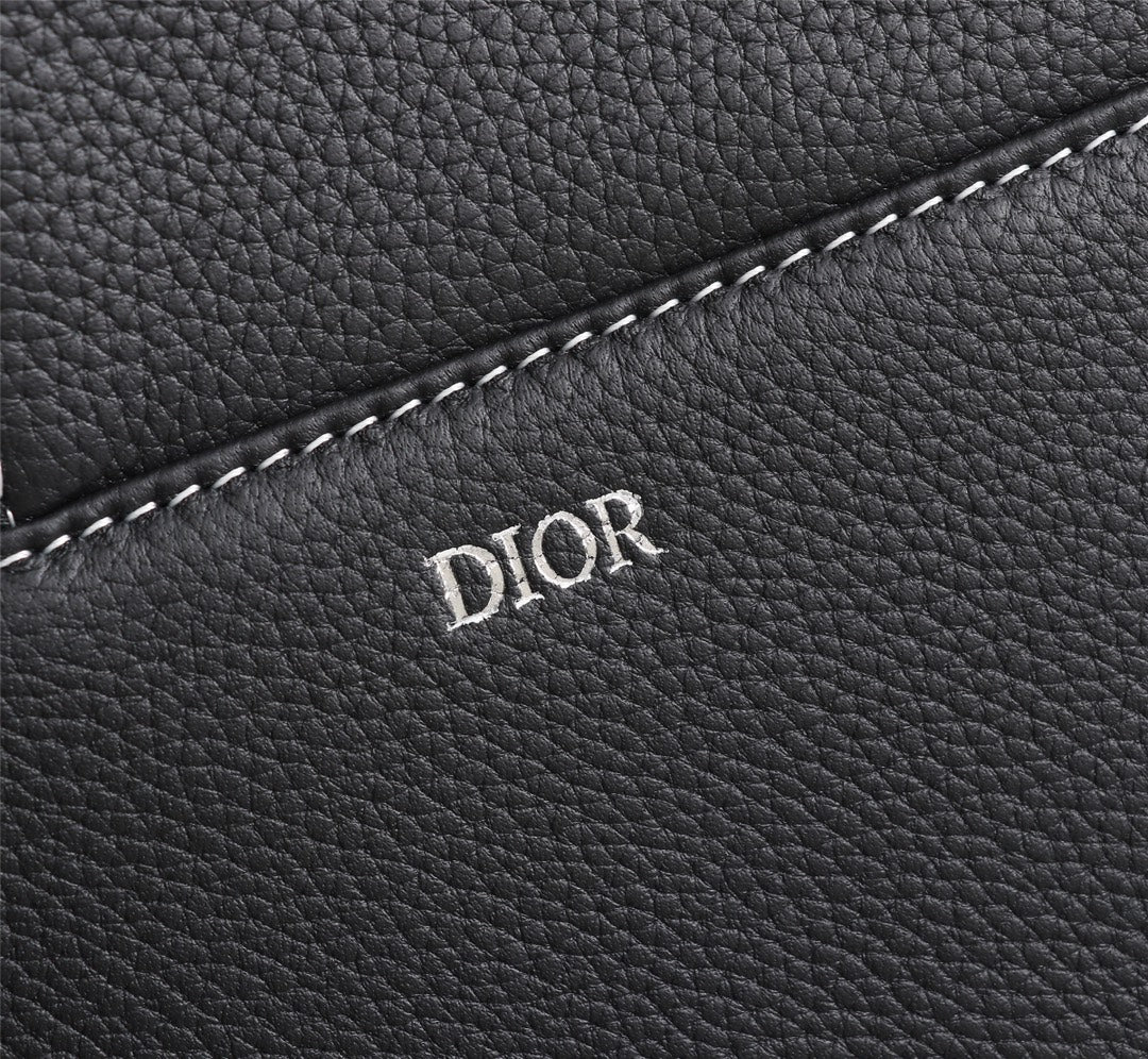 Dior 1ADPO093 Saddle Bag Black Canvas and Smooth Calfskin