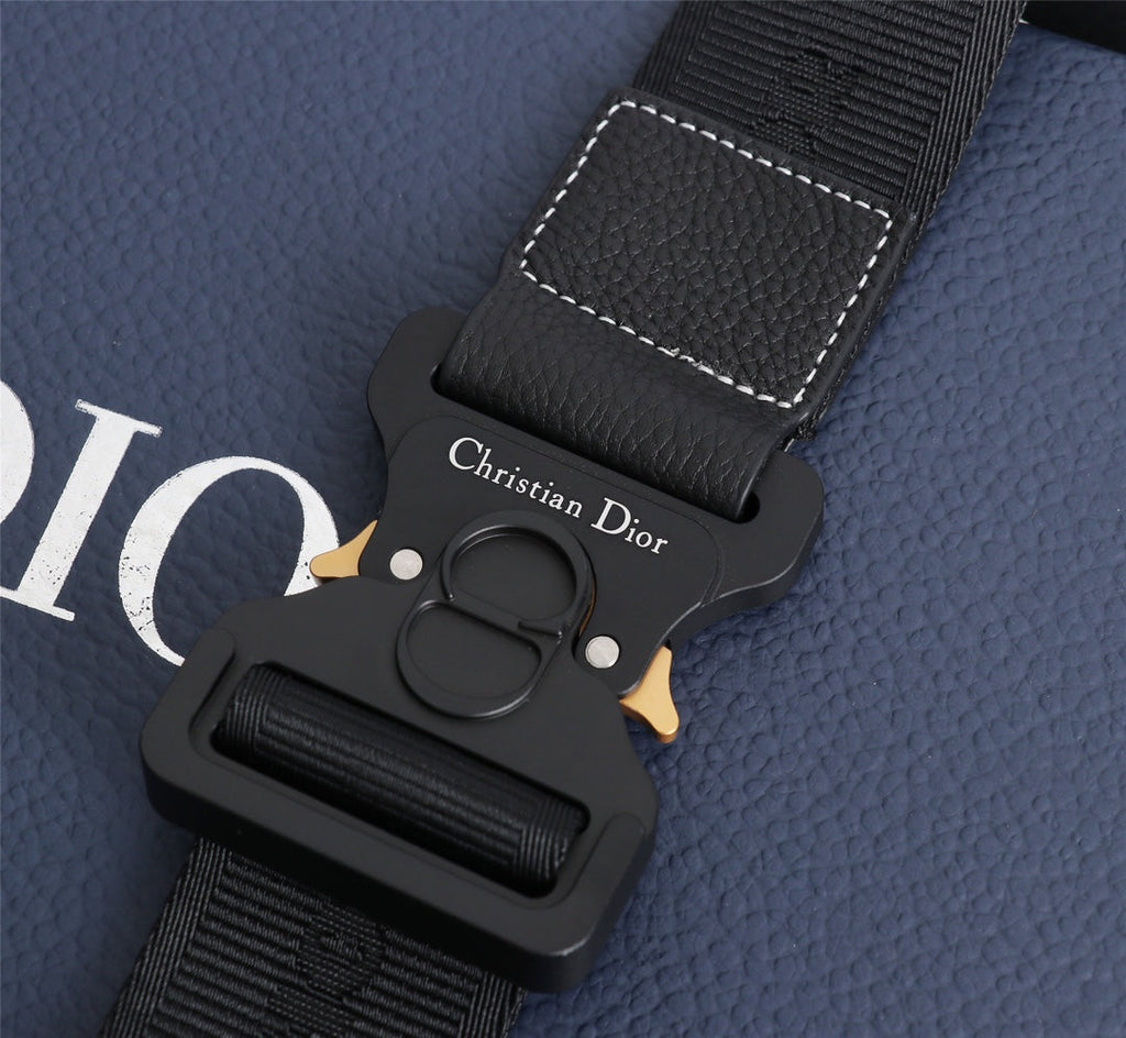 Dior 1ADPO093 Saddle Bag Black Canvas and Smooth Calfskin